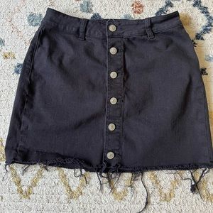 *PACSUN* black denim frayed cutoff miniskirt